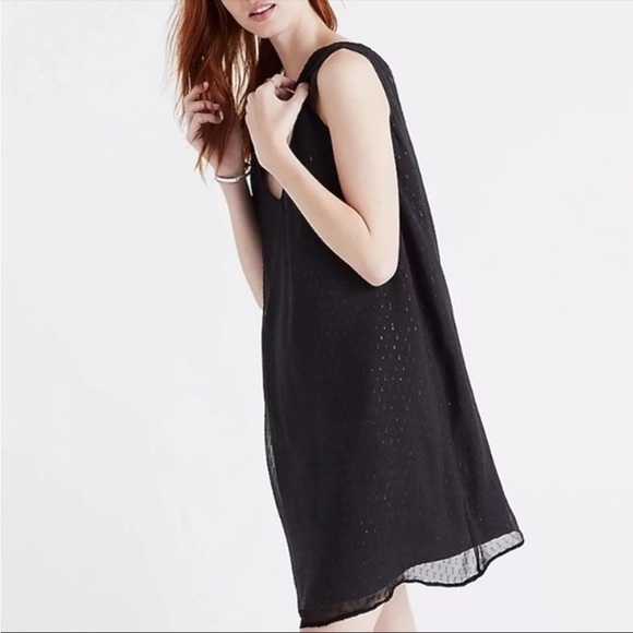 Madewell Dress Womens 6 Black Nightshine Silk Chiffon Party Blacktie Metallic - Picture 2 of 9